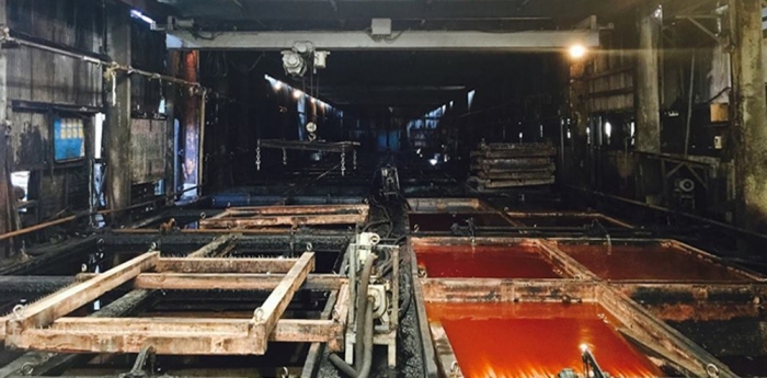 栃木レザーの工場内のピット槽